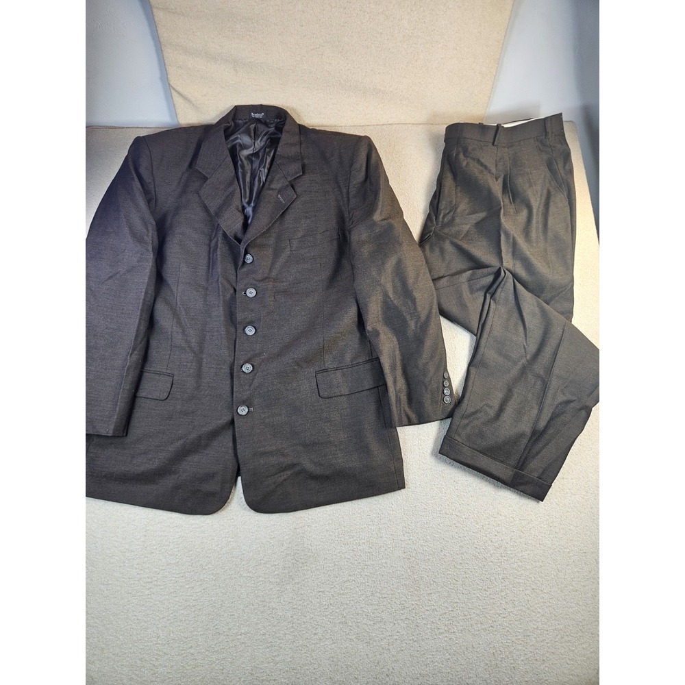 Bendetti Men's 2 Piece Suit Black 50R Blazer 44R Pants 100% Wool Formal